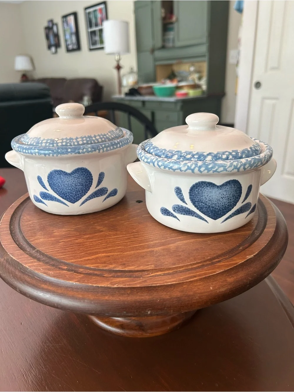 Stoneware Heart-Pattern Covered Casserole Dish - Blue and White